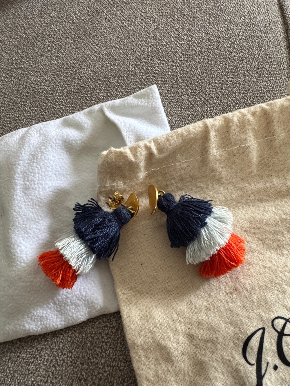Madewell Multicolor Tassel Earrings - Navy, White & Orange